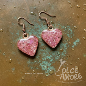 Aros corazón en cobre en rosado