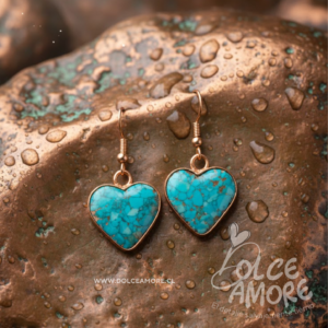 Aros corazón en cobre en azul